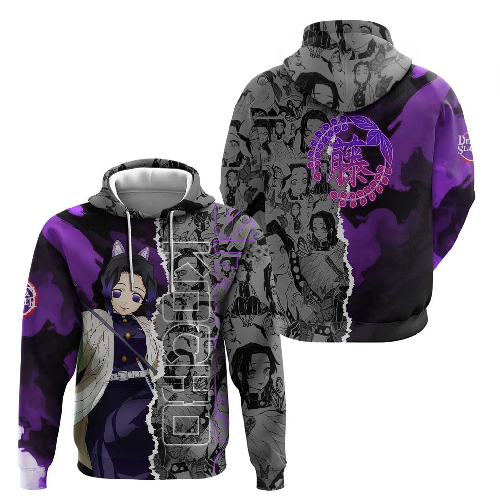 Shinobu Kocho Demon Slayer Hoodie with Insect Hashira Sword Pose and Elegant Butterfly Design - The Mazicc