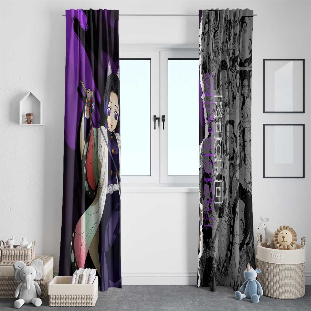 Shinobu Kocho Demon Slayer Window Curtain with Insect Hashira Sword Pose and Elegant Butterfly Design - The Mazicc