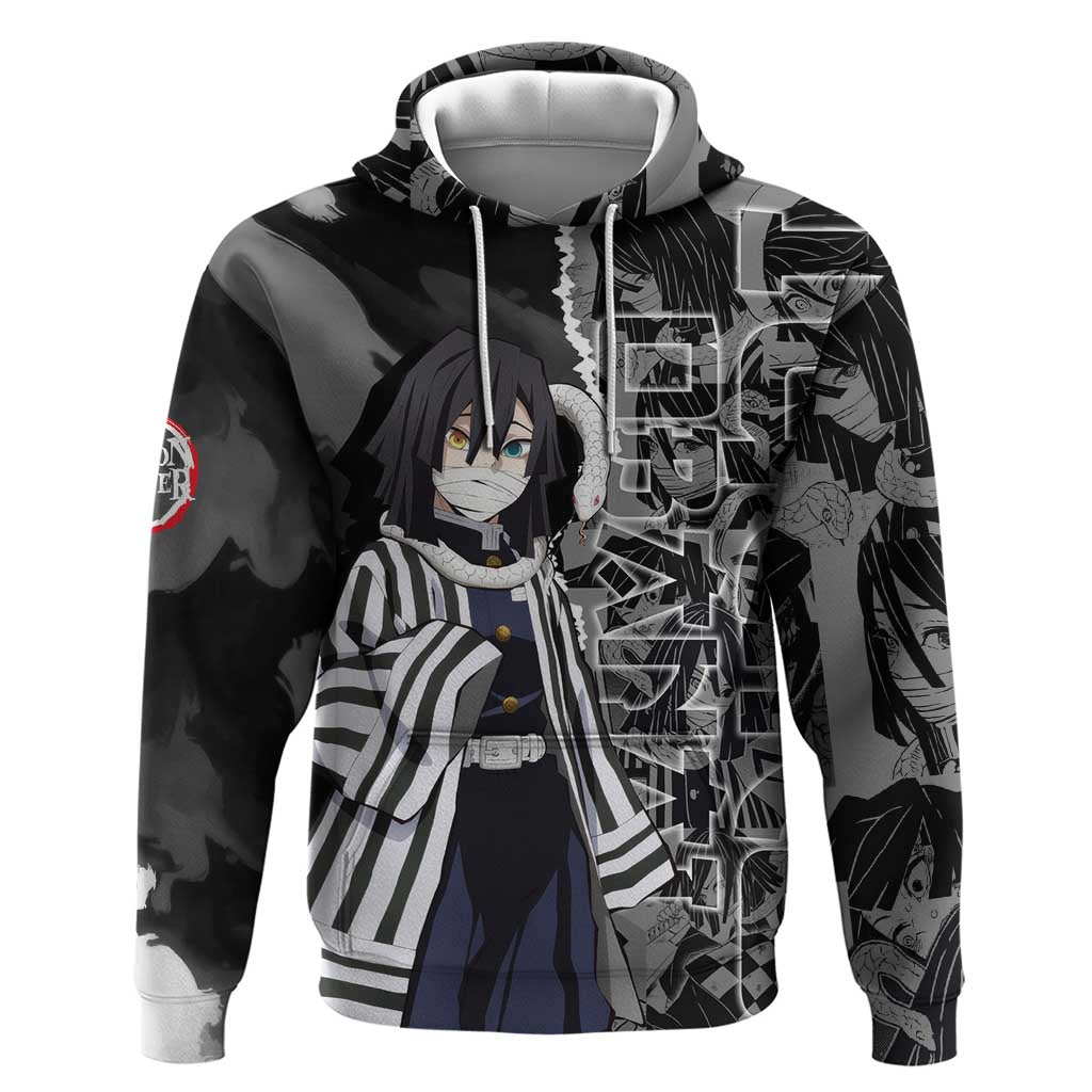 Obanai Iguro Demon Slayer Hoodie with Serpent Hashira Sword Pose and Dark Serpent Design - The Mazicc