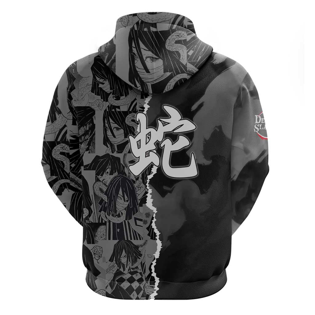 Obanai Iguro Demon Slayer Hoodie with Serpent Hashira Sword Pose and Dark Serpent Design - The Mazicc