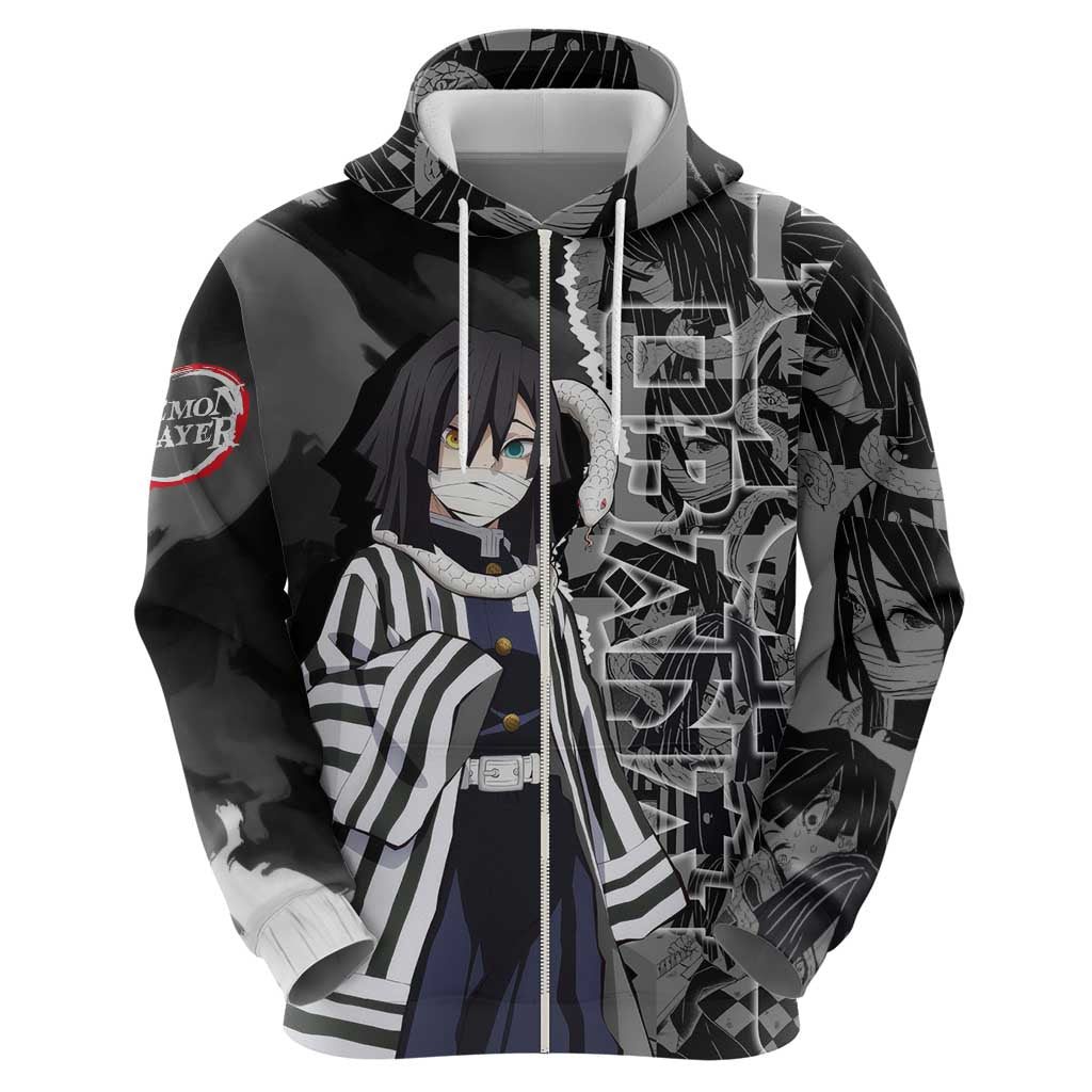 Obanai Iguro Demon Slayer Hoodie with Serpent Hashira Sword Pose and Dark Serpent Design - The Mazicc