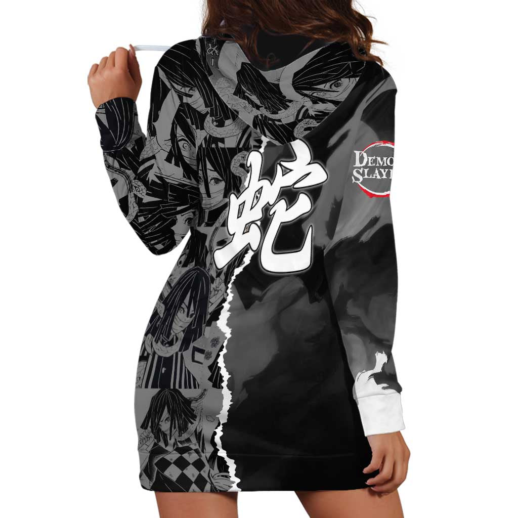 Obanai Iguro Demon Slayer Hoodie Dress with Serpent Hashira Sword Pose and Dark Serpent Design - The Mazicc