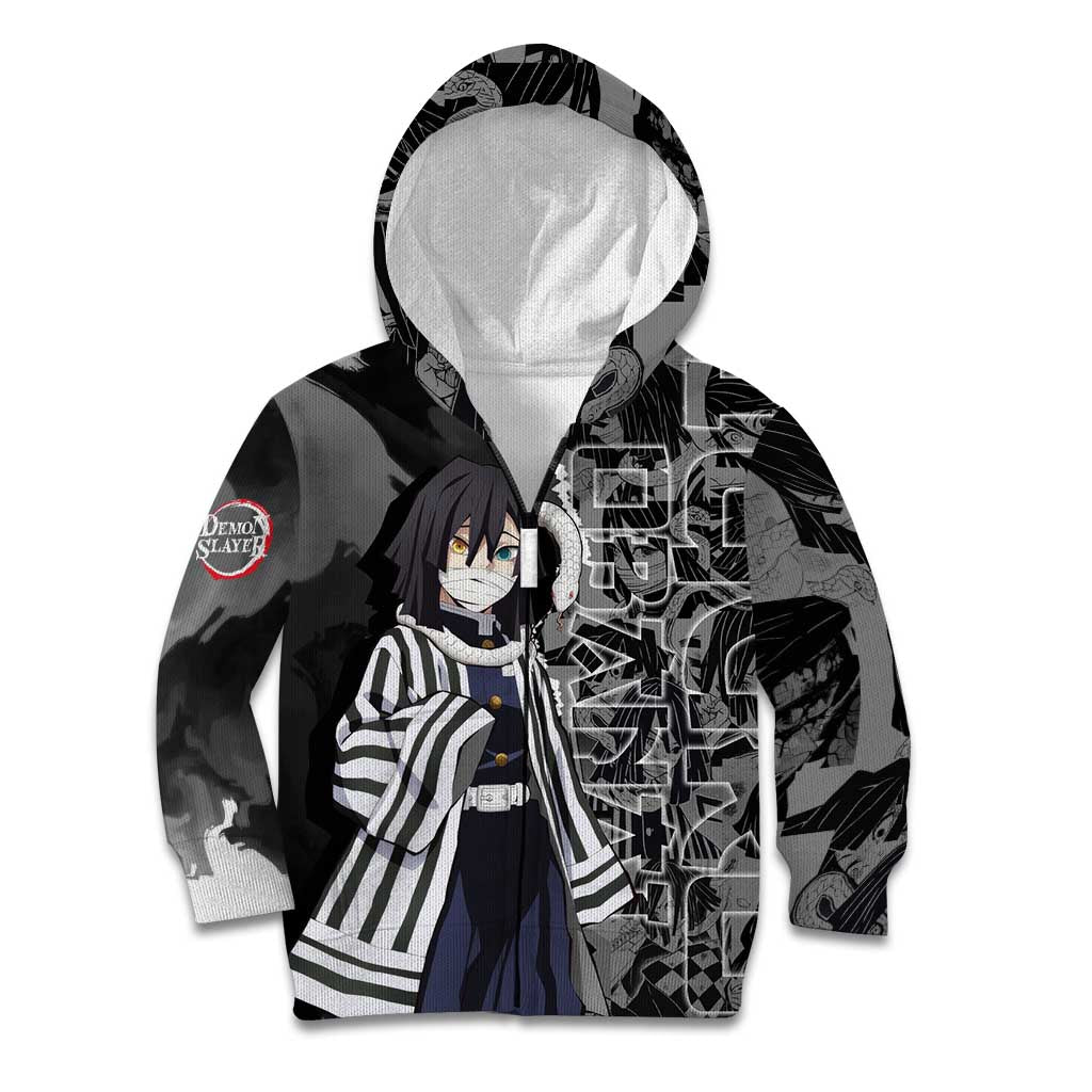 Obanai Iguro Demon Slayer Kid Hoodie with Serpent Hashira Sword Pose and Dark Serpent Design - The Mazicc