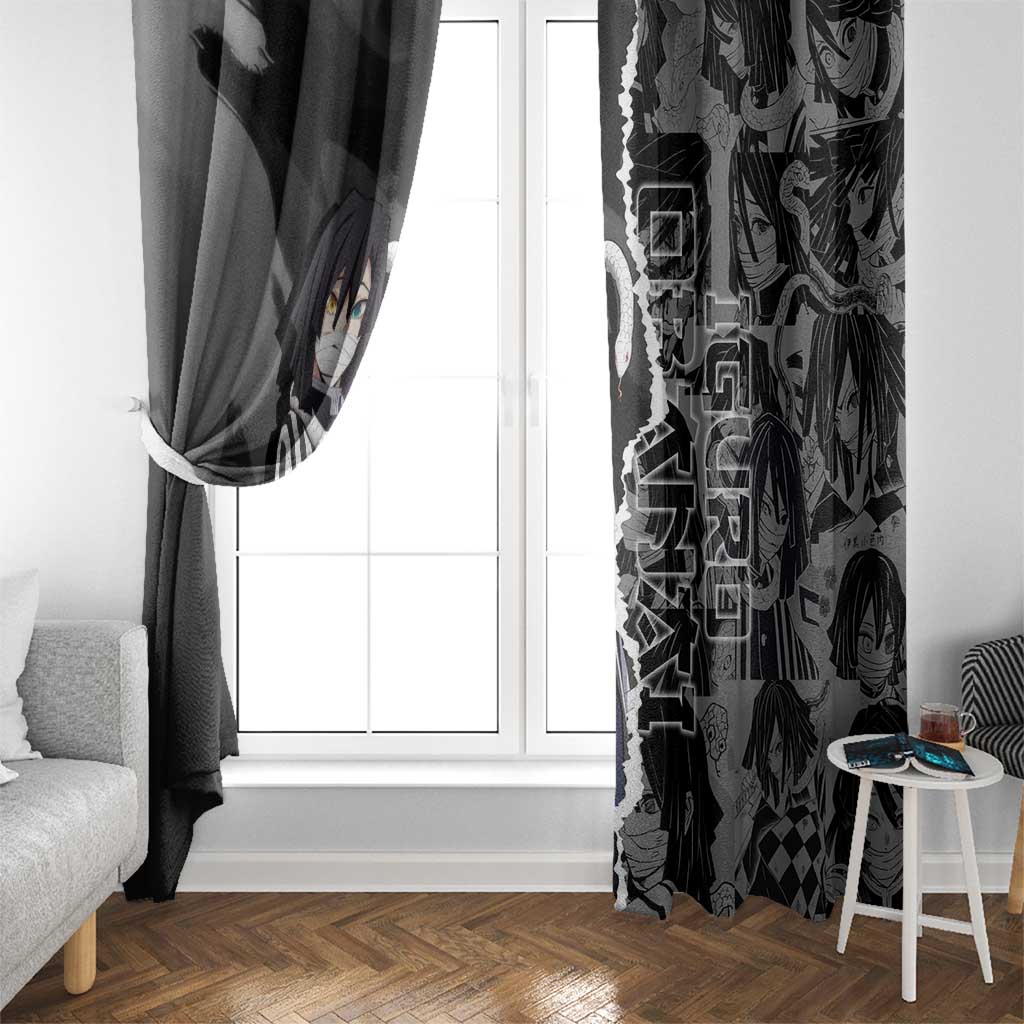 Obanai Iguro Demon Slayer Window Curtain with Serpent Hashira Sword Pose and Dark Serpent Design - The Mazicc