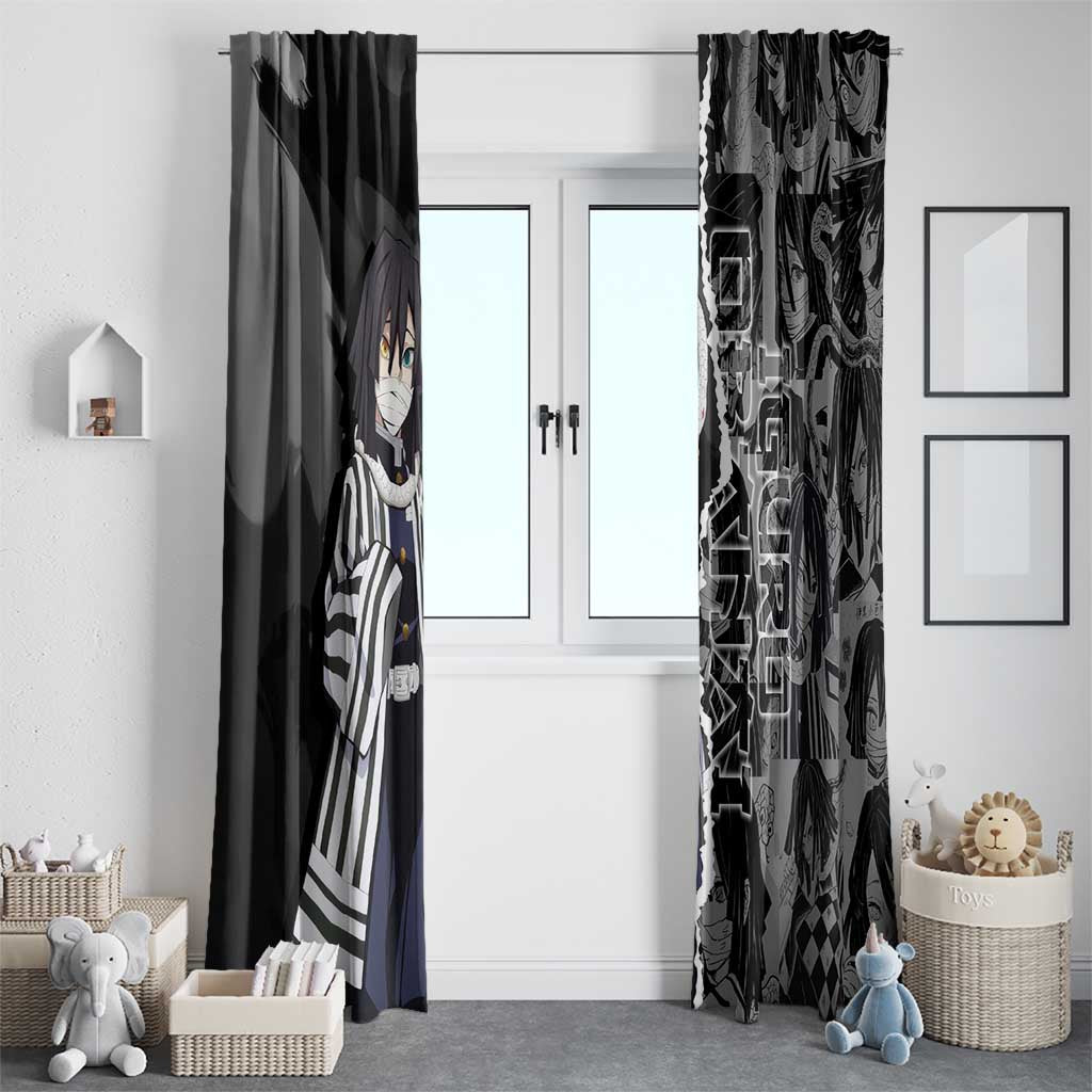 Obanai Iguro Demon Slayer Window Curtain with Serpent Hashira Sword Pose and Dark Serpent Design - The Mazicc