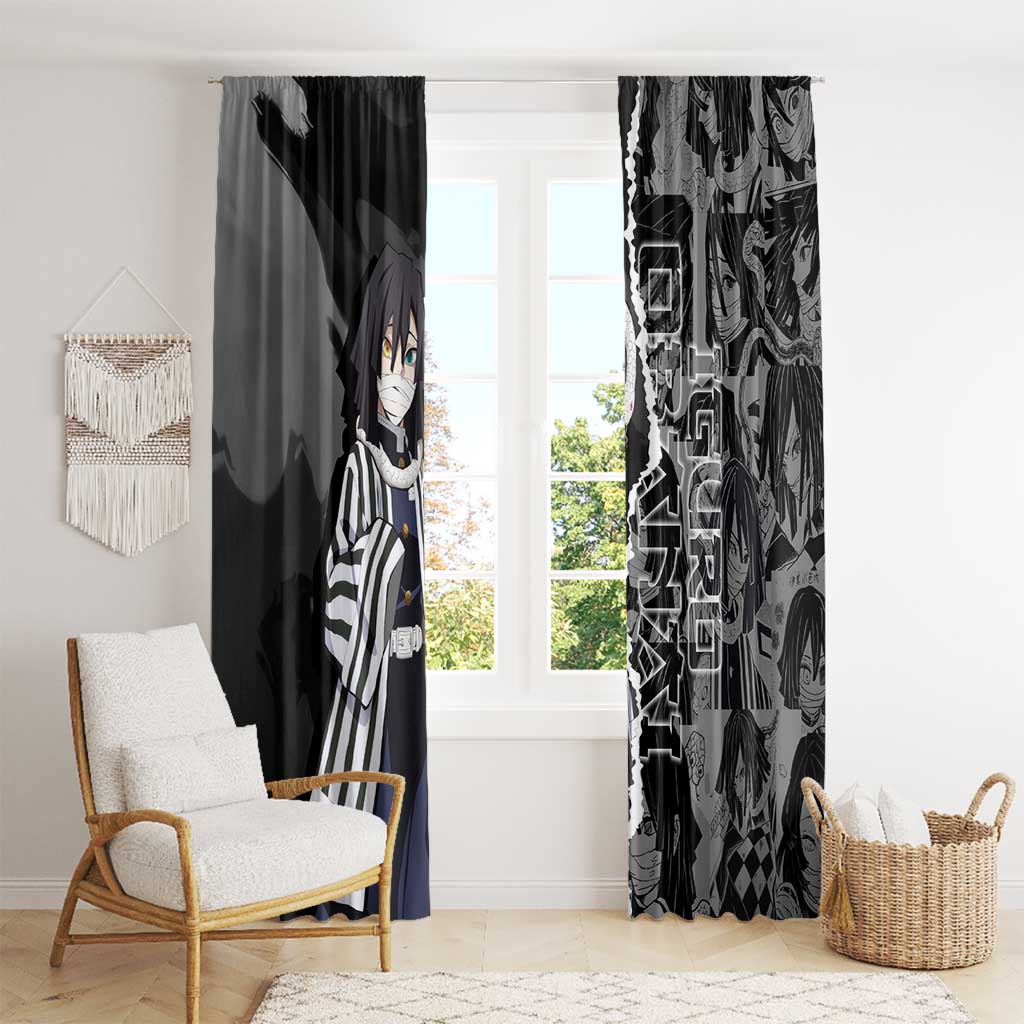 Obanai Iguro Demon Slayer Window Curtain with Serpent Hashira Sword Pose and Dark Serpent Design - The Mazicc