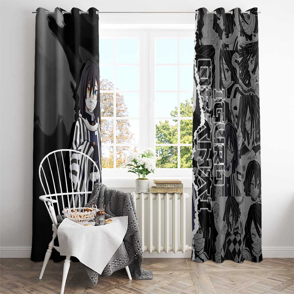 Obanai Iguro Demon Slayer Window Curtain with Serpent Hashira Sword Pose and Dark Serpent Design - The Mazicc