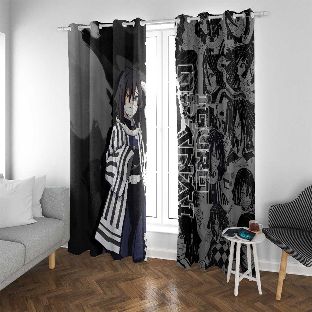 Obanai Iguro Demon Slayer Window Curtain with Serpent Hashira Sword Pose and Dark Serpent Design - The Mazicc