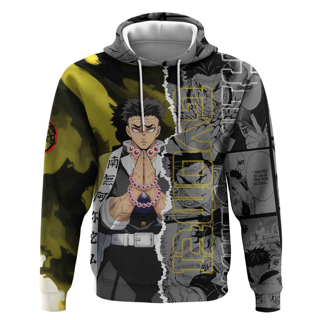 Gyomei Himejima Demon Slayer Hoodie with Stone Hashira Axe Pose and Powerful Strength Design - The Mazicc