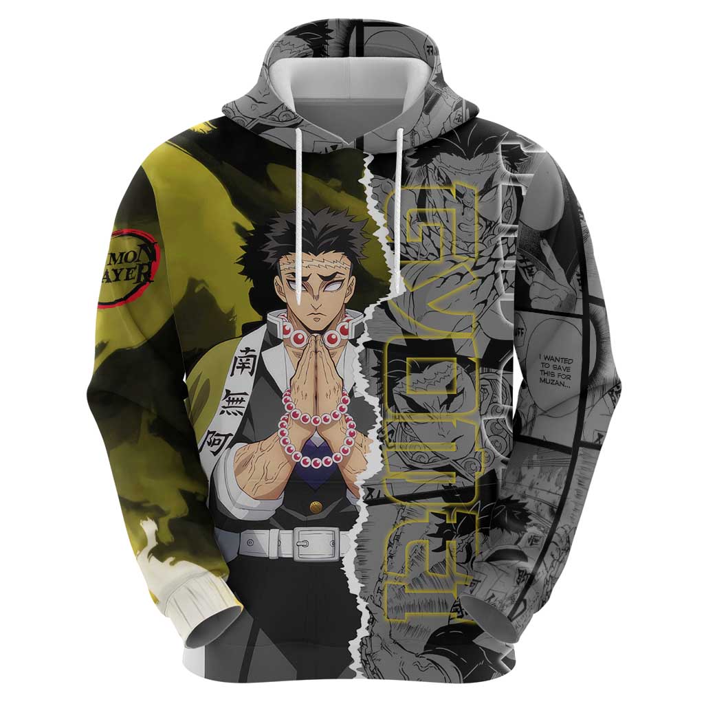 Gyomei Himejima Demon Slayer Hoodie with Stone Hashira Axe Pose and Powerful Strength Design - The Mazicc