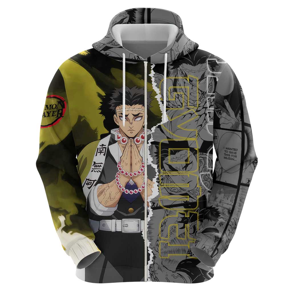 Gyomei Himejima Demon Slayer Hoodie with Stone Hashira Axe Pose and Powerful Strength Design - The Mazicc