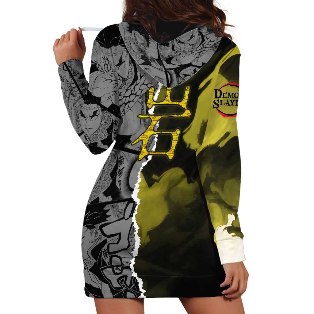 Gyomei Himejima Demon Slayer Hoodie Dress with Stone Hashira Axe Pose and Powerful Strength Design - The Mazicc