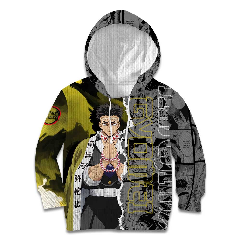 Gyomei Himejima Demon Slayer Kid Hoodie with Stone Hashira Axe Pose and Powerful Strength Design - The Mazicc