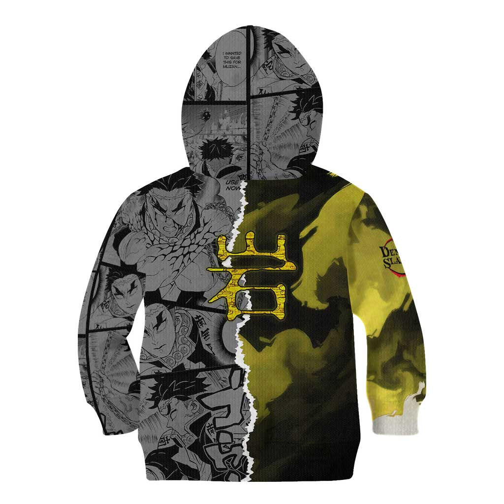 Gyomei Himejima Demon Slayer Kid Hoodie with Stone Hashira Axe Pose and Powerful Strength Design - The Mazicc