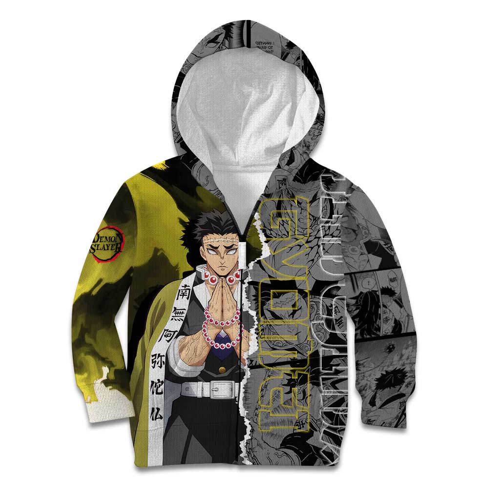 Gyomei Himejima Demon Slayer Kid Hoodie with Stone Hashira Axe Pose and Powerful Strength Design - The Mazicc