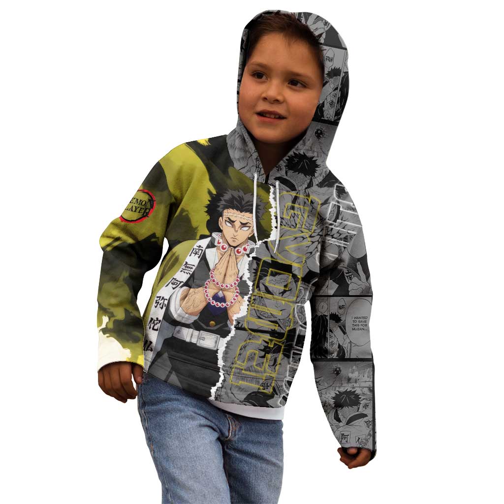 Gyomei Himejima Demon Slayer Kid Hoodie with Stone Hashira Axe Pose and Powerful Strength Design - The Mazicc