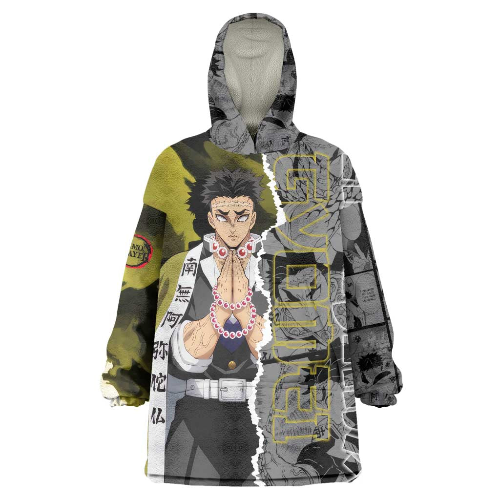 Gyomei Himejima Demon Slayer Wearable Blanket Hoodie with Stone Hashira Axe Pose and Powerful Strength Design - The Mazicc
