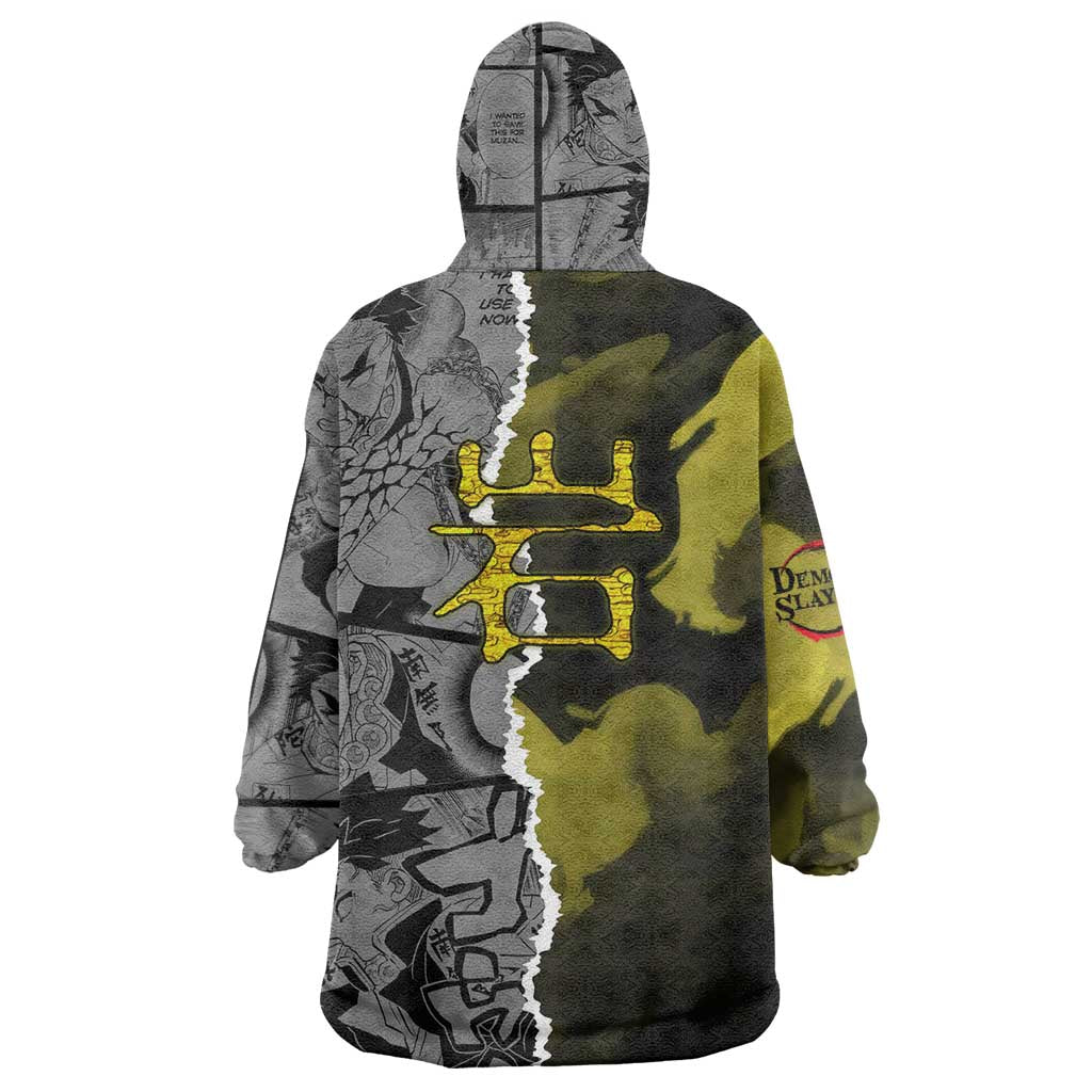 Gyomei Himejima Demon Slayer Wearable Blanket Hoodie with Stone Hashira Axe Pose and Powerful Strength Design - The Mazicc