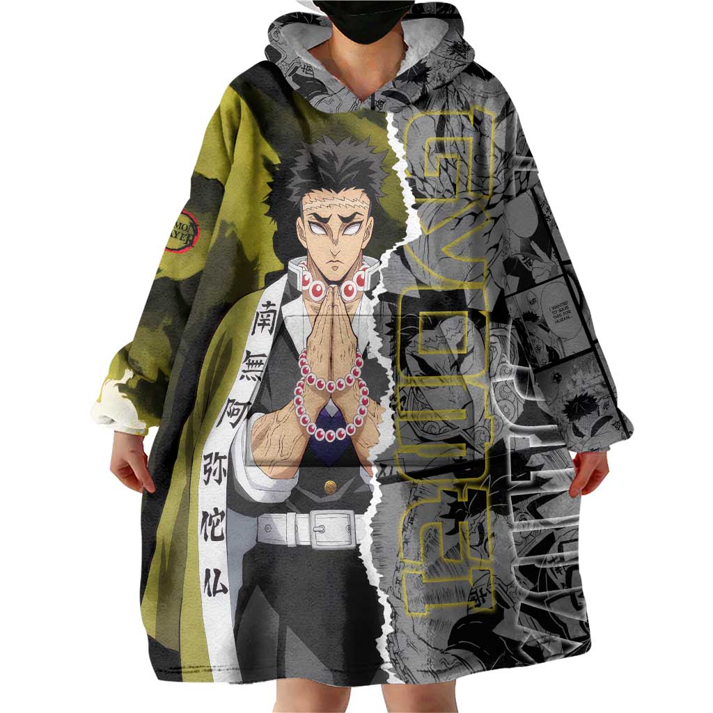 Gyomei Himejima Demon Slayer Wearable Blanket Hoodie with Stone Hashira Axe Pose and Powerful Strength Design - The Mazicc