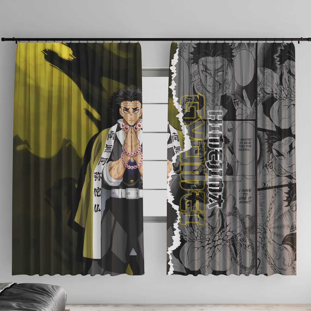 Gyomei Himejima Demon Slayer Window Curtain with Stone Hashira Axe Pose and Powerful Strength Design - The Mazicc
