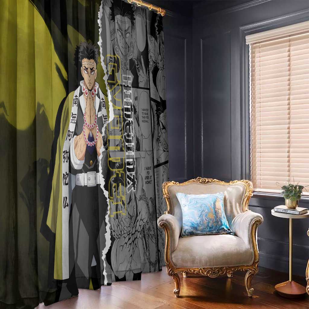 Gyomei Himejima Demon Slayer Window Curtain with Stone Hashira Axe Pose and Powerful Strength Design - The Mazicc