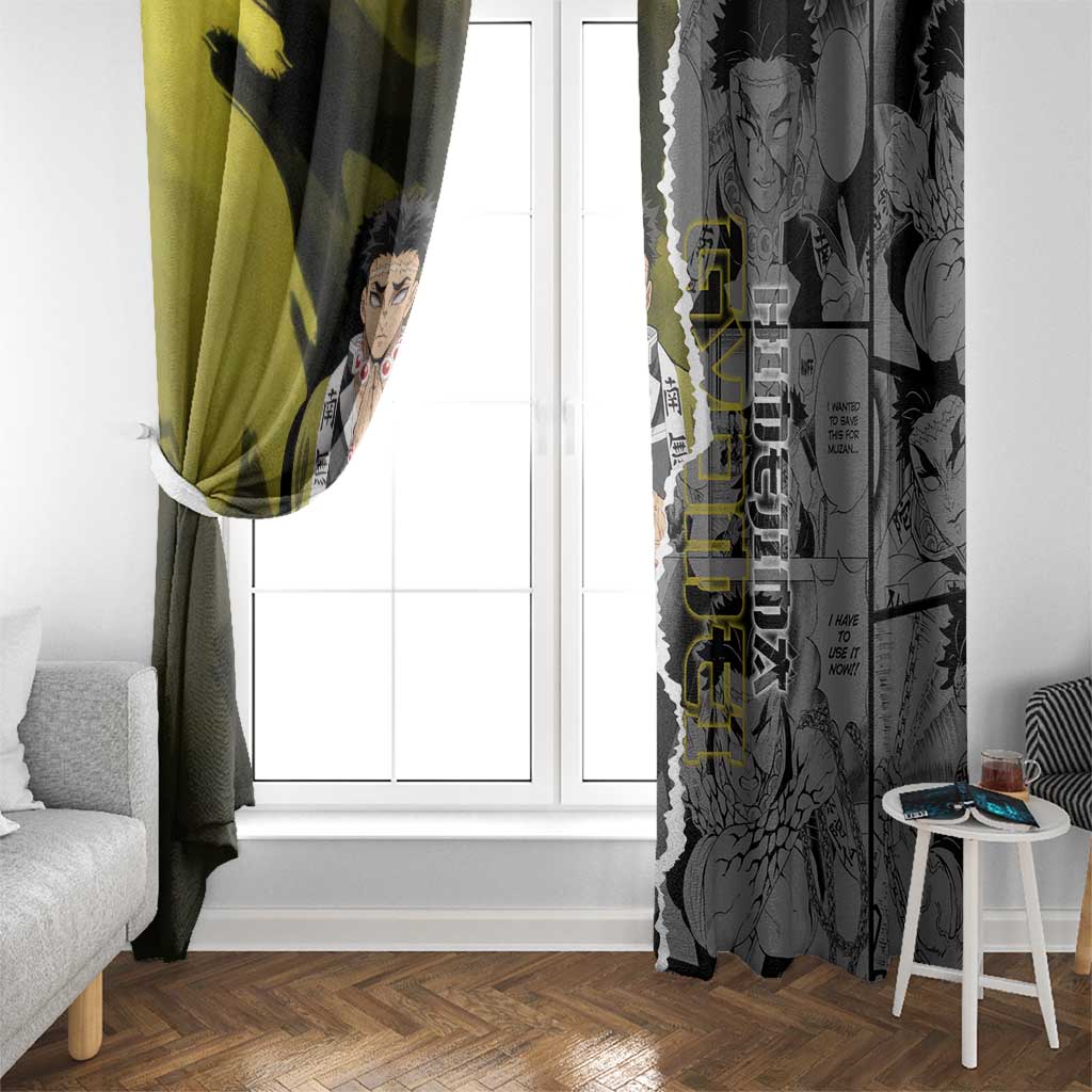 Gyomei Himejima Demon Slayer Window Curtain with Stone Hashira Axe Pose and Powerful Strength Design - The Mazicc
