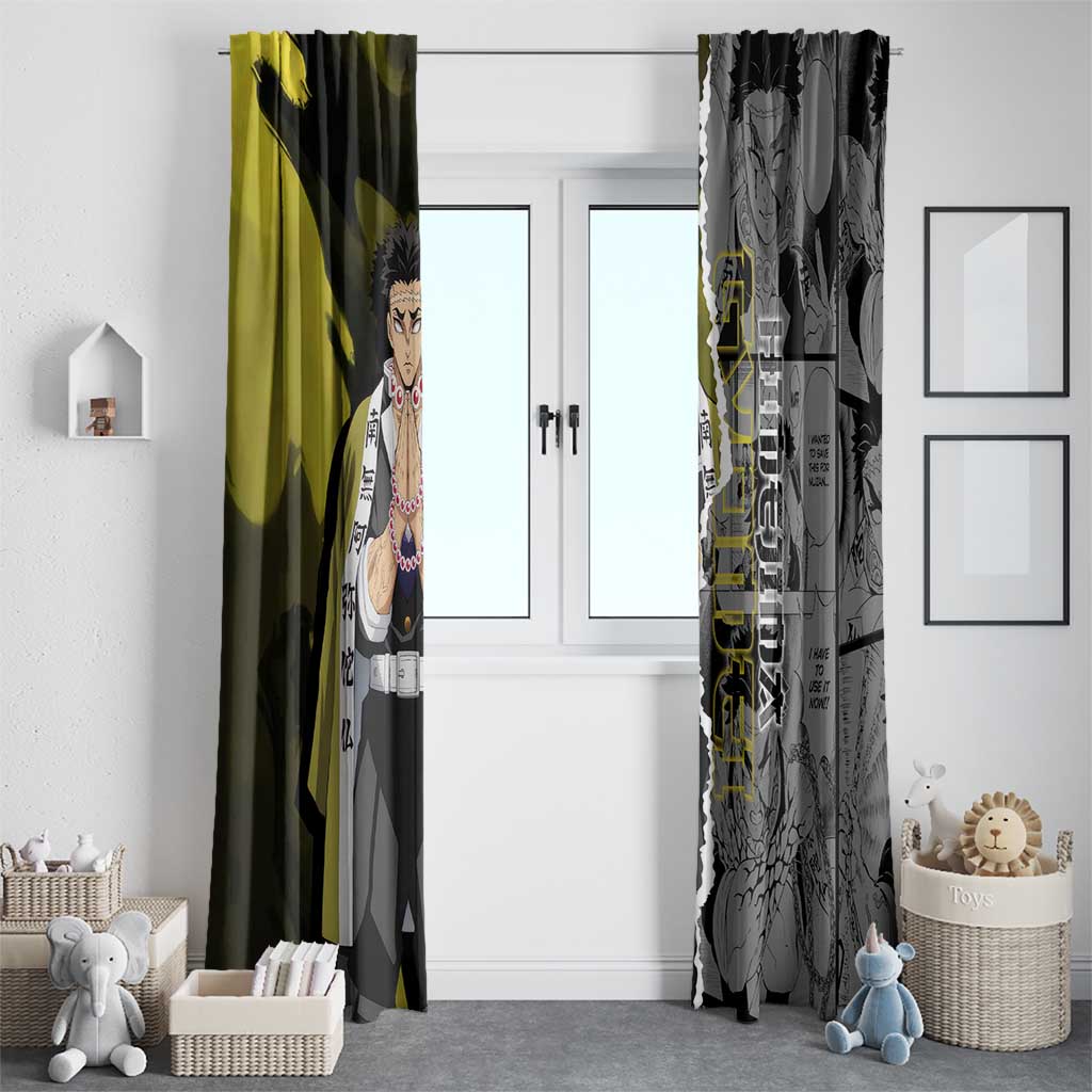 Gyomei Himejima Demon Slayer Window Curtain with Stone Hashira Axe Pose and Powerful Strength Design - The Mazicc