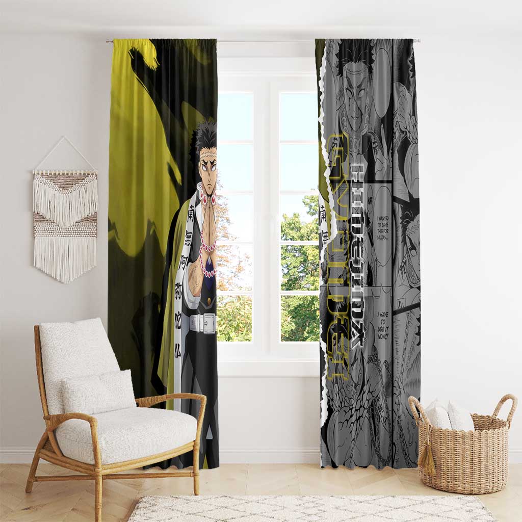 Gyomei Himejima Demon Slayer Window Curtain with Stone Hashira Axe Pose and Powerful Strength Design - The Mazicc