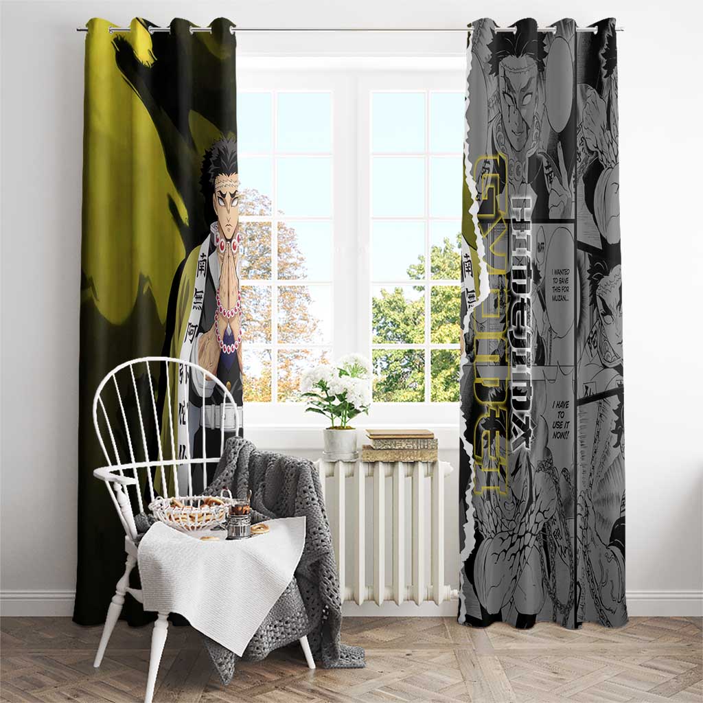 Gyomei Himejima Demon Slayer Window Curtain with Stone Hashira Axe Pose and Powerful Strength Design - The Mazicc