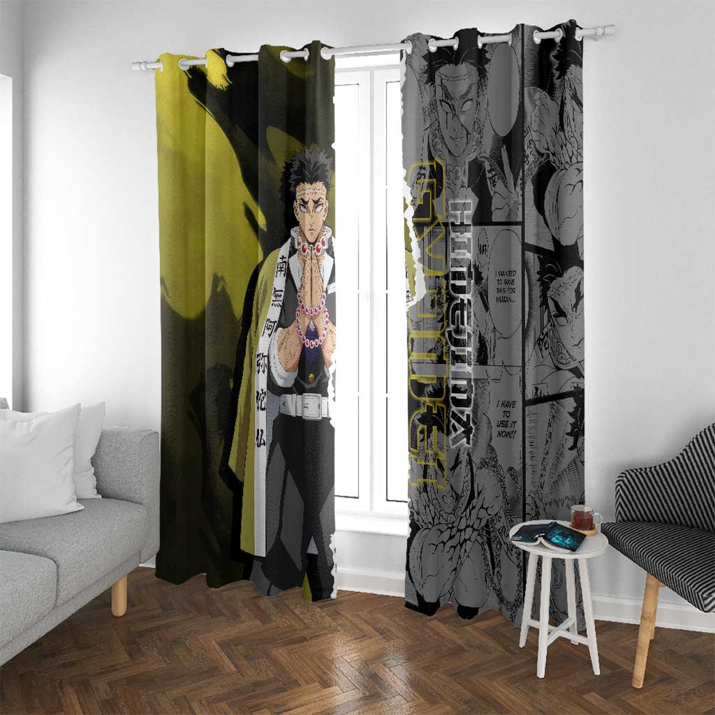 Gyomei Himejima Demon Slayer Window Curtain with Stone Hashira Axe Pose and Powerful Strength Design - The Mazicc
