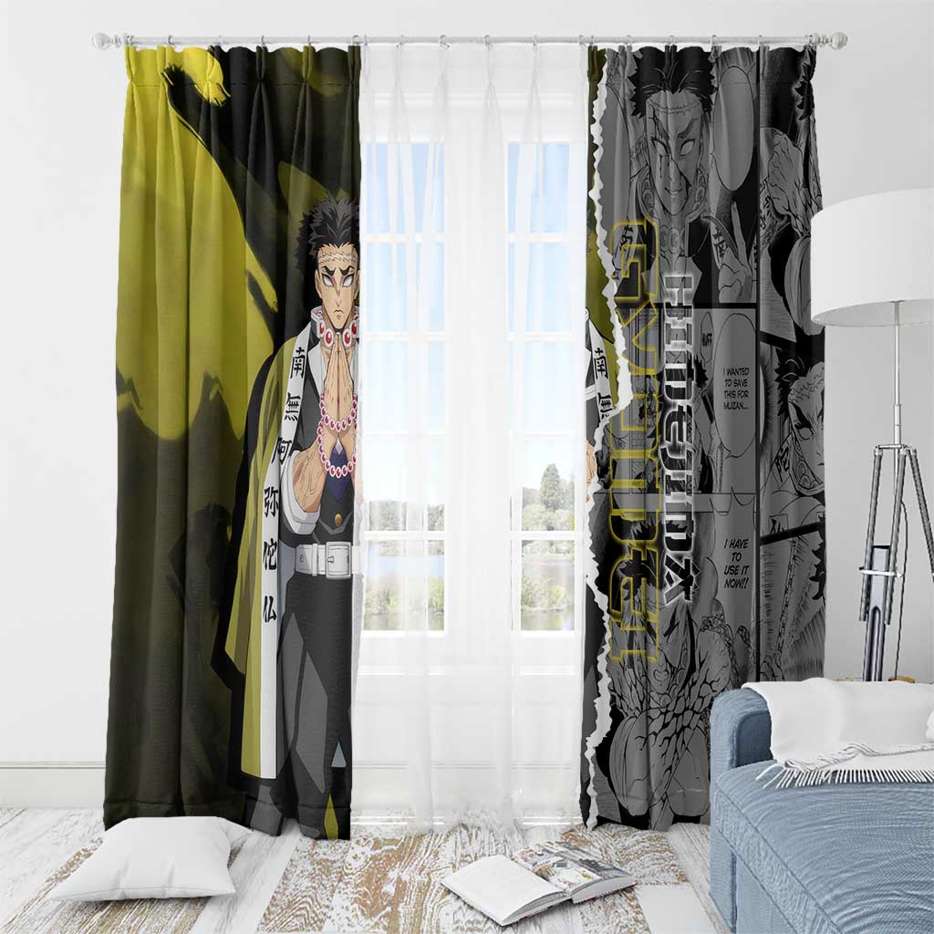 Gyomei Himejima Demon Slayer Window Curtain with Stone Hashira Axe Pose and Powerful Strength Design - The Mazicc