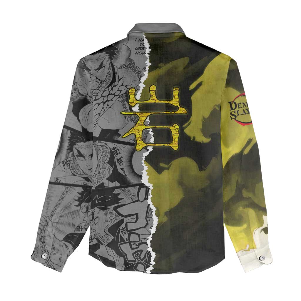 Gyomei Himejima Demon Slayer Women Casual Shirt with Stone Hashira Axe Pose and Powerful Strength Design - The Mazicc