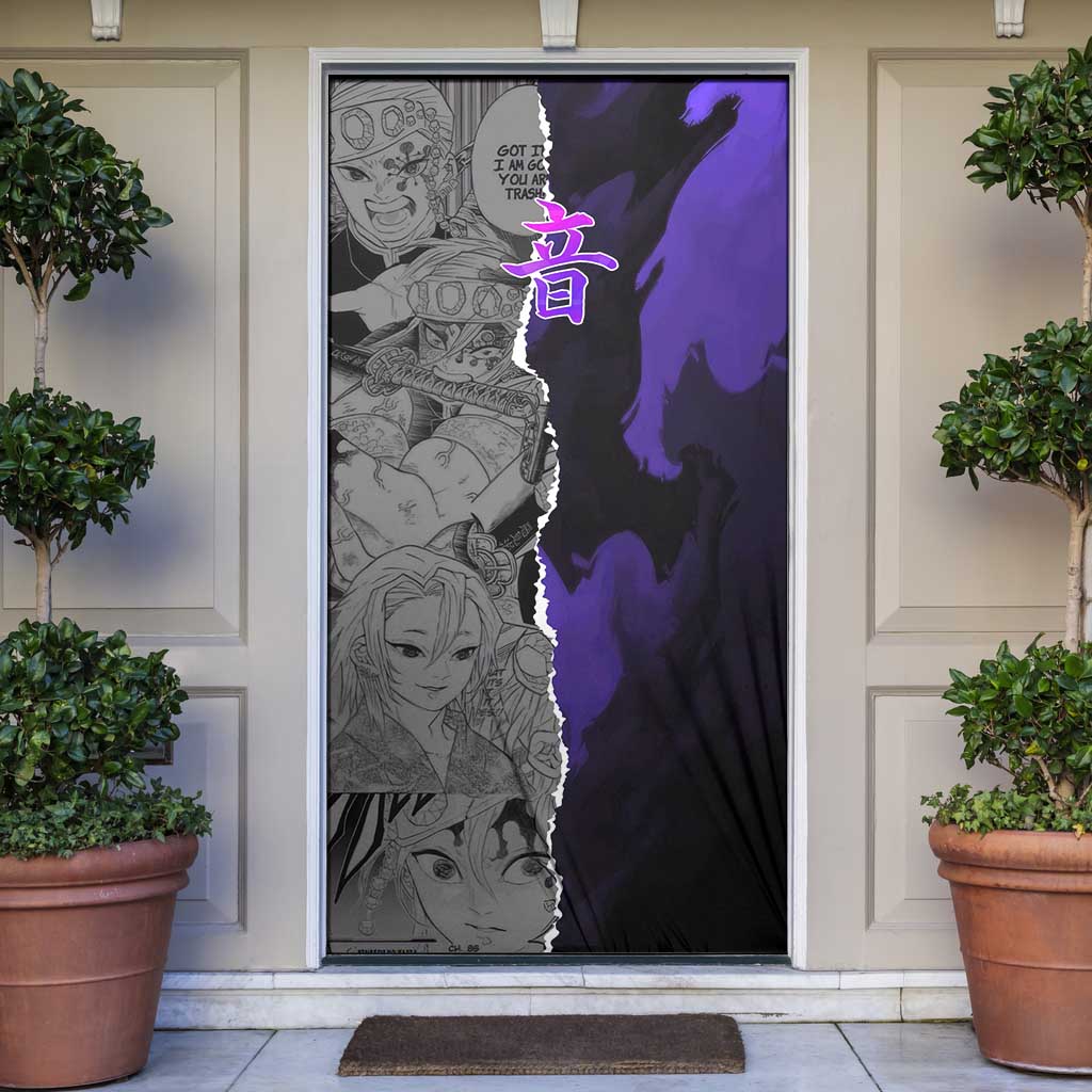 Tengen Uzui Demon Slayer Door Cover with Flashy Ninja Outfit and Explosive Sound Effects Design - The Mazicc