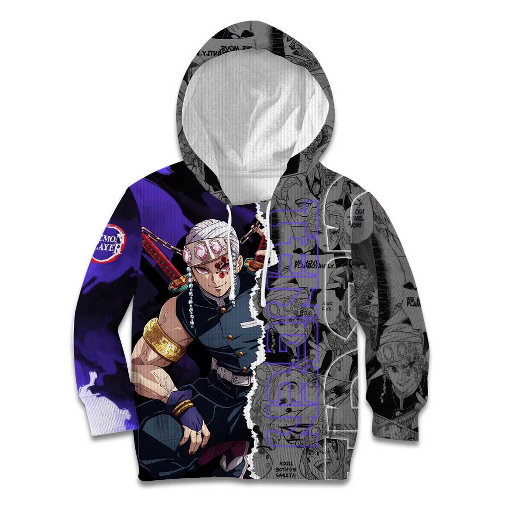 Tengen Uzui Demon Slayer Kid Hoodie with Flashy Ninja Outfit and Explosive Sound Effects Design - The Mazicc