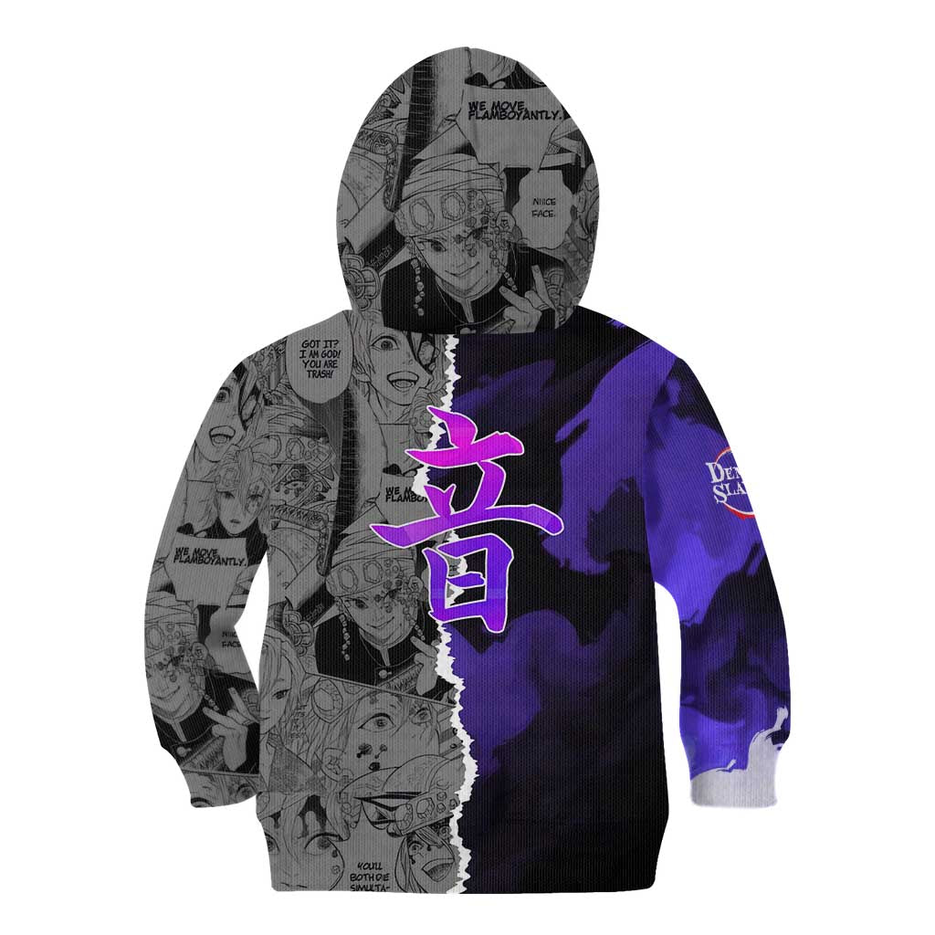 Tengen Uzui Demon Slayer Kid Hoodie with Flashy Ninja Outfit and Explosive Sound Effects Design - The Mazicc