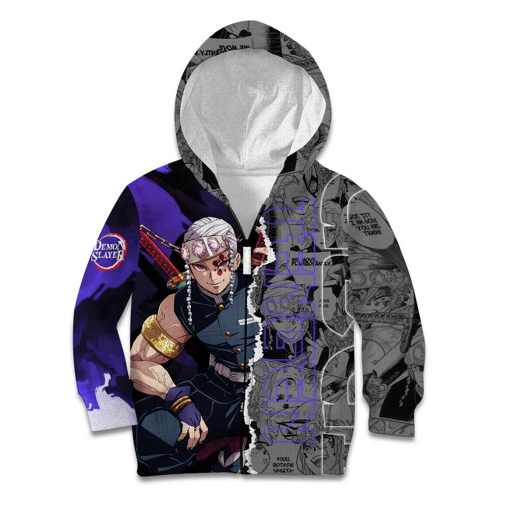 Tengen Uzui Demon Slayer Kid Hoodie with Flashy Ninja Outfit and Explosive Sound Effects Design - The Mazicc