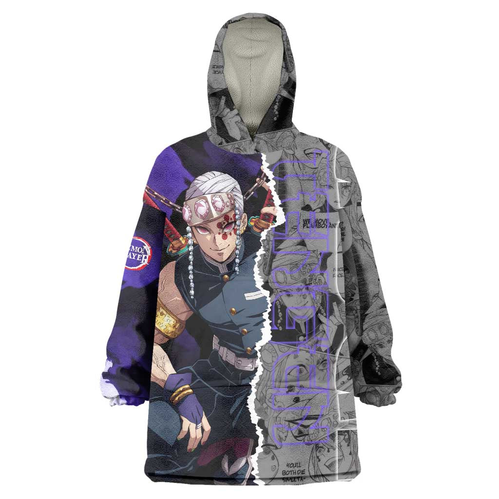 Tengen Uzui Demon Slayer Wearable Blanket Hoodie with Flashy Ninja Outfit and Explosive Sound Effects Design - The Mazicc