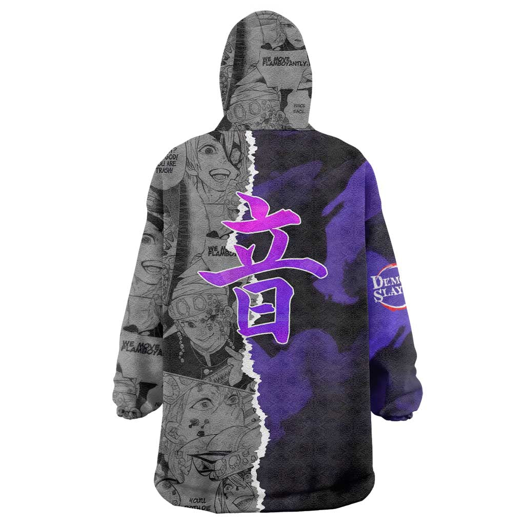 Tengen Uzui Demon Slayer Wearable Blanket Hoodie with Flashy Ninja Outfit and Explosive Sound Effects Design - The Mazicc