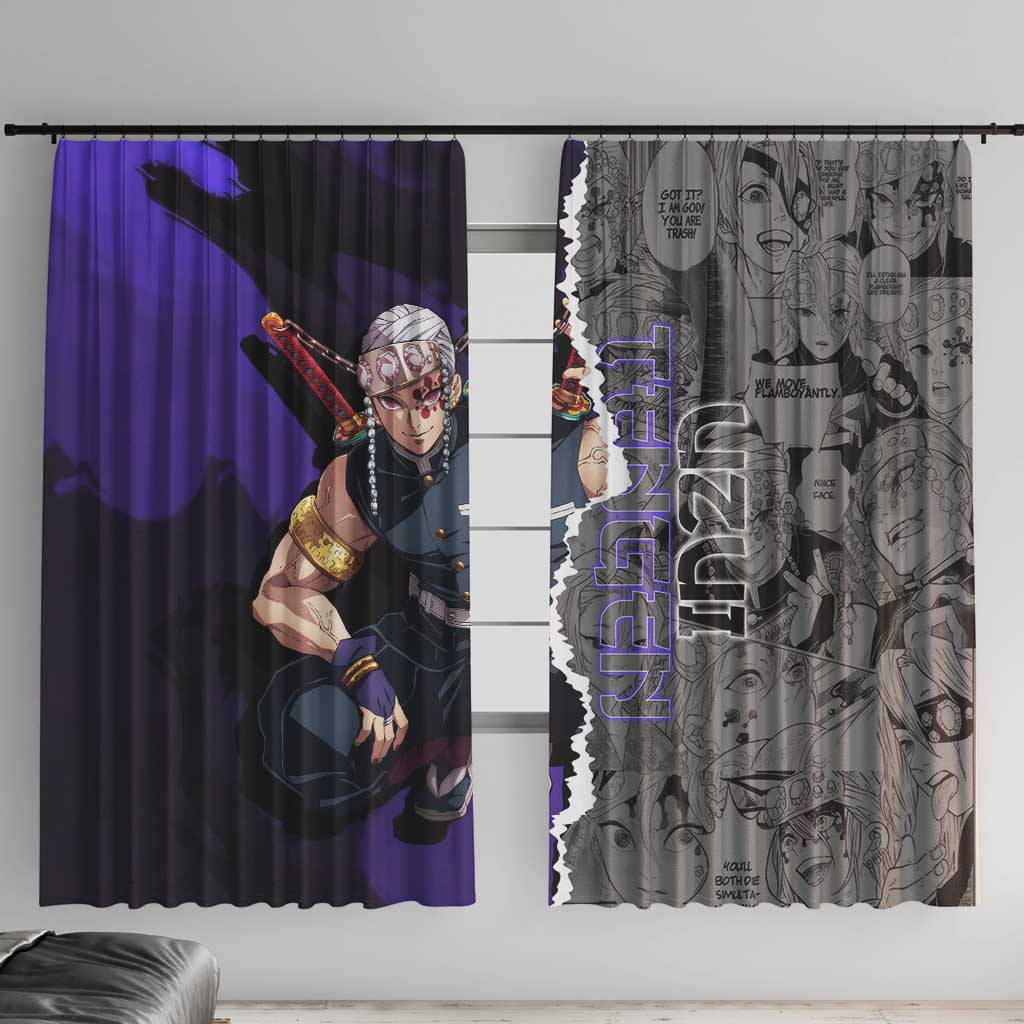 Tengen Uzui Demon Slayer Window Curtain with Flashy Ninja Outfit and Explosive Sound Effects Design - The Mazicc