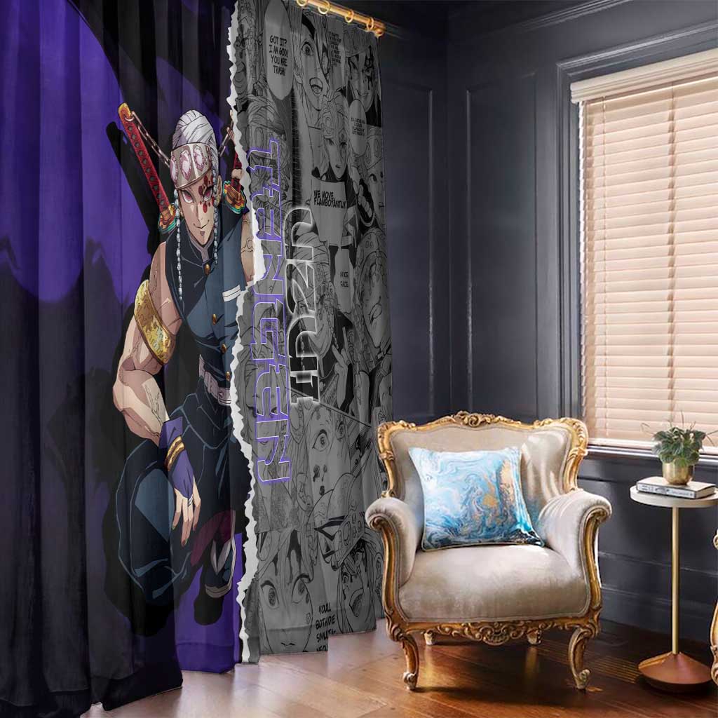 Tengen Uzui Demon Slayer Window Curtain with Flashy Ninja Outfit and Explosive Sound Effects Design - The Mazicc