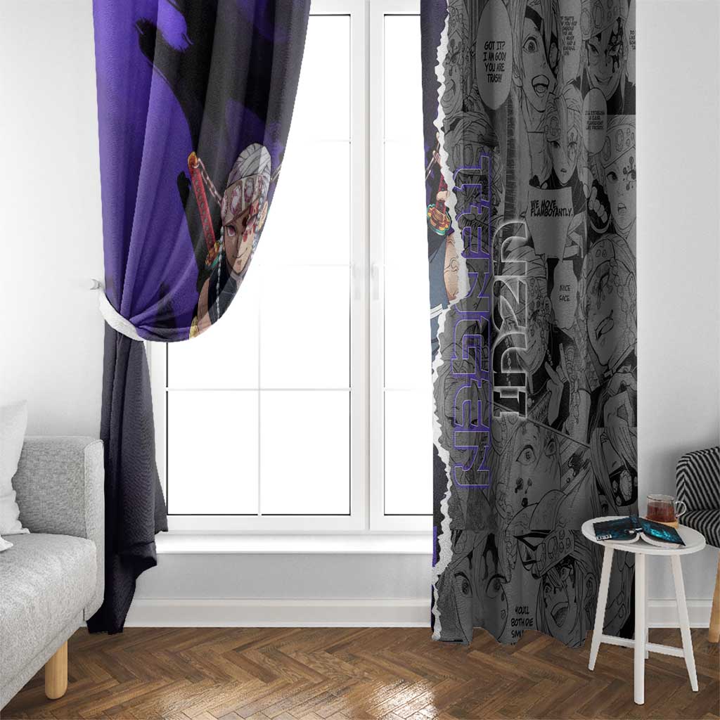 Tengen Uzui Demon Slayer Window Curtain with Flashy Ninja Outfit and Explosive Sound Effects Design - The Mazicc