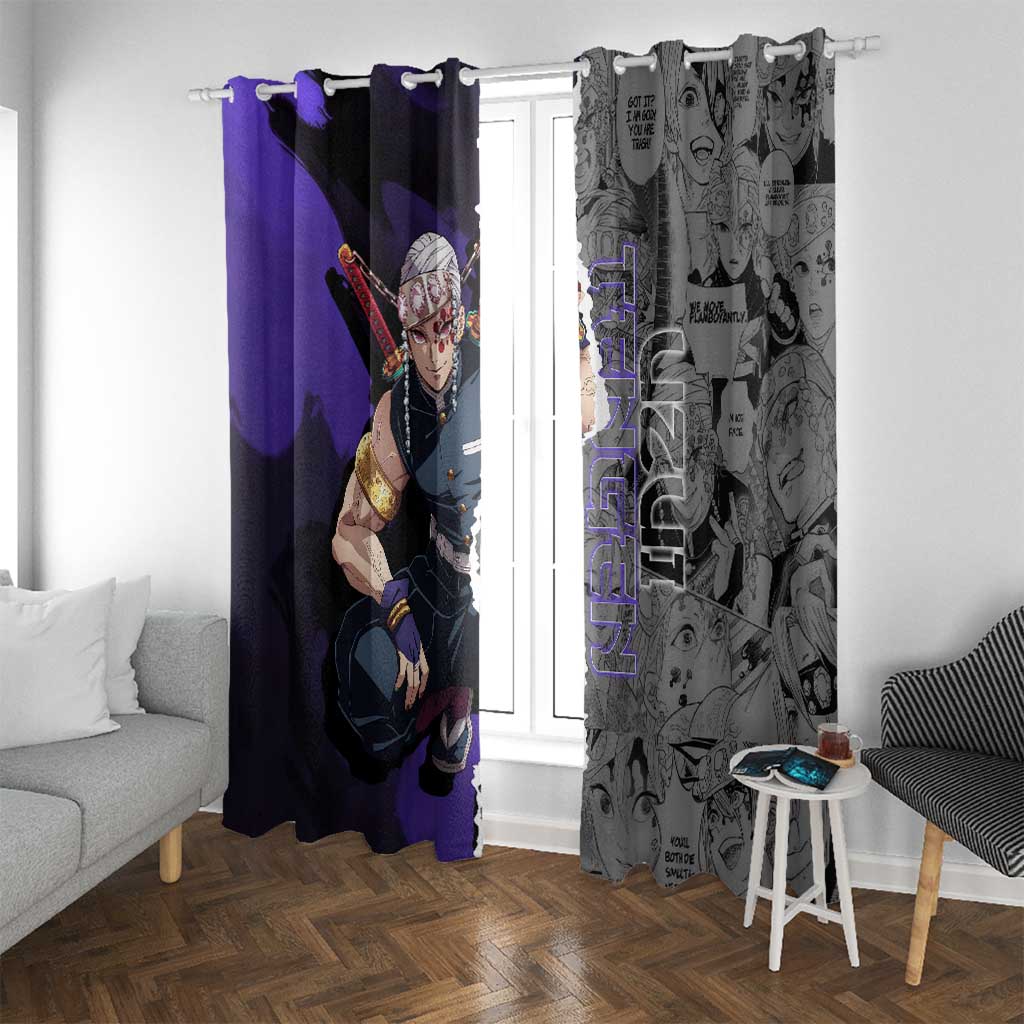 Tengen Uzui Demon Slayer Window Curtain with Flashy Ninja Outfit and Explosive Sound Effects Design - The Mazicc