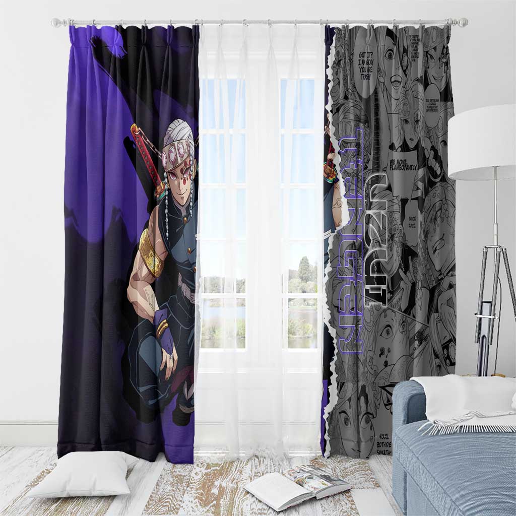 Tengen Uzui Demon Slayer Window Curtain with Flashy Ninja Outfit and Explosive Sound Effects Design - The Mazicc