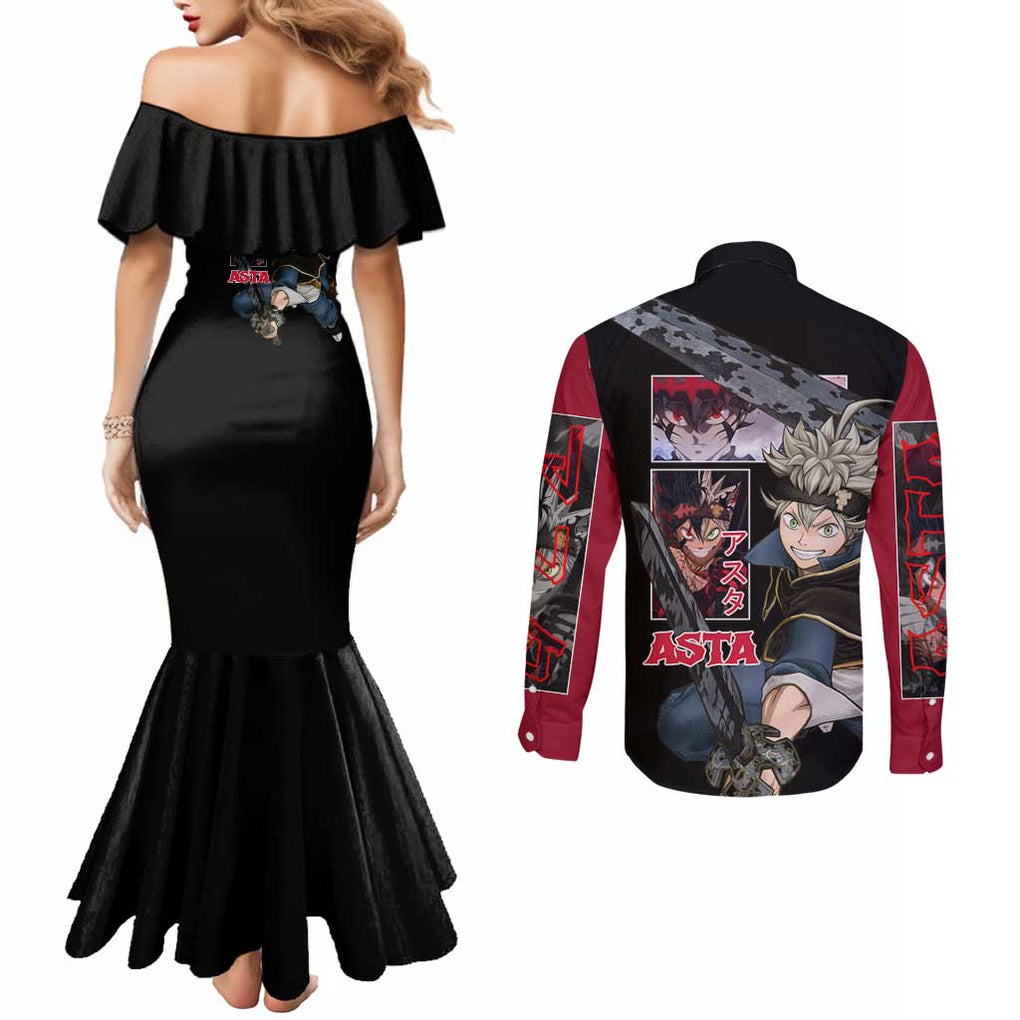 Asta - Black Clover Couples Matching Mermaid Dress and Long Sleeve Button Shirt Japan Anime Style