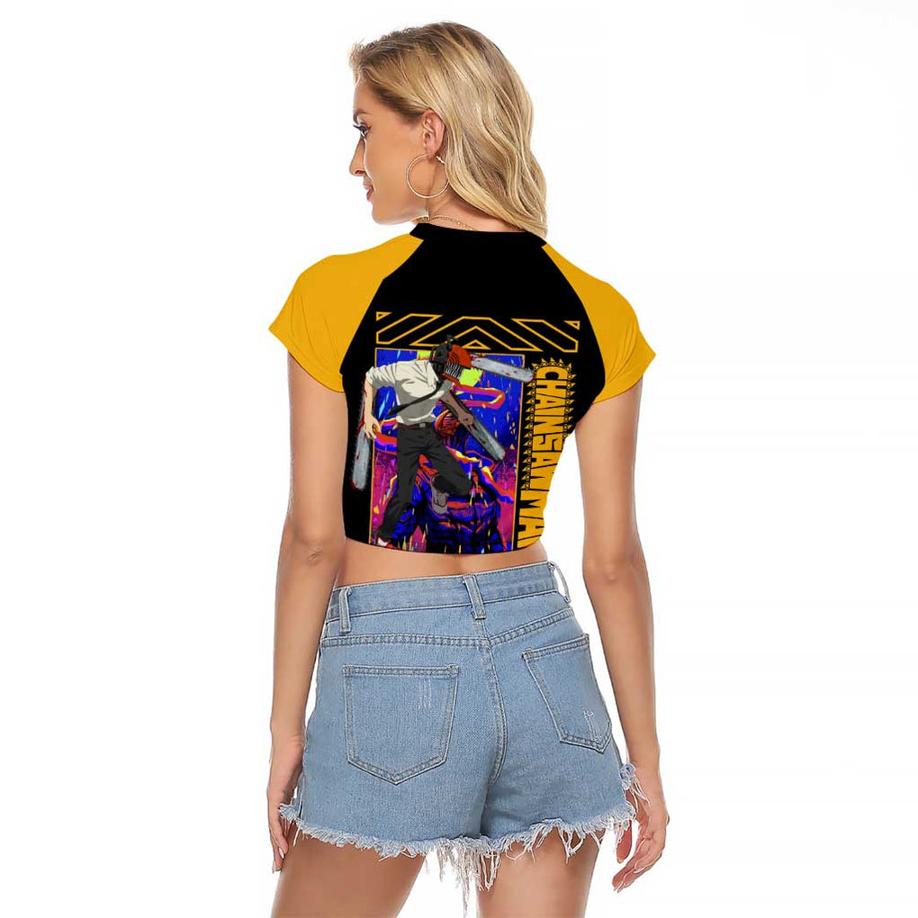Denji -  Chainsaw Man Raglan Cropped T Shirt Japan Anime Style