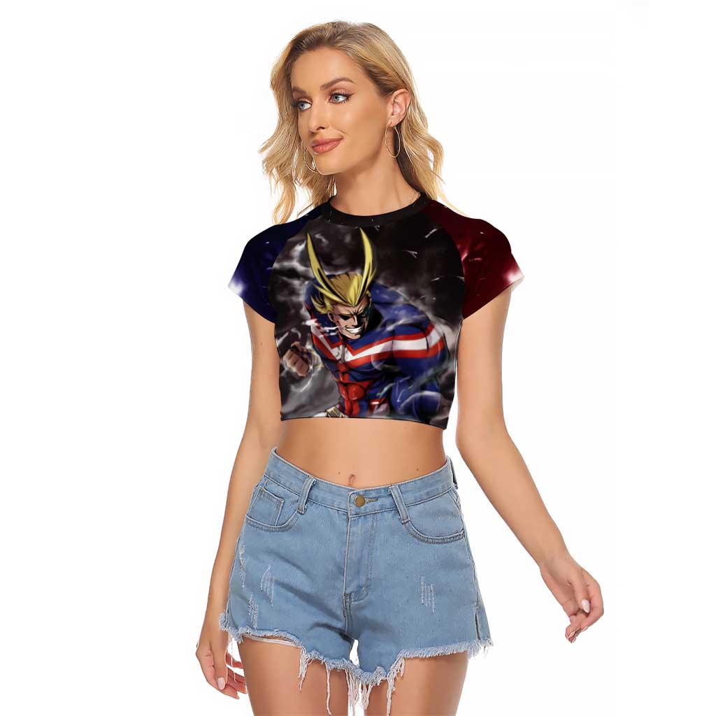 Trippy All Might My Hero Academia Raglan Cropped T Shirt Anime Mid Trippy Style
