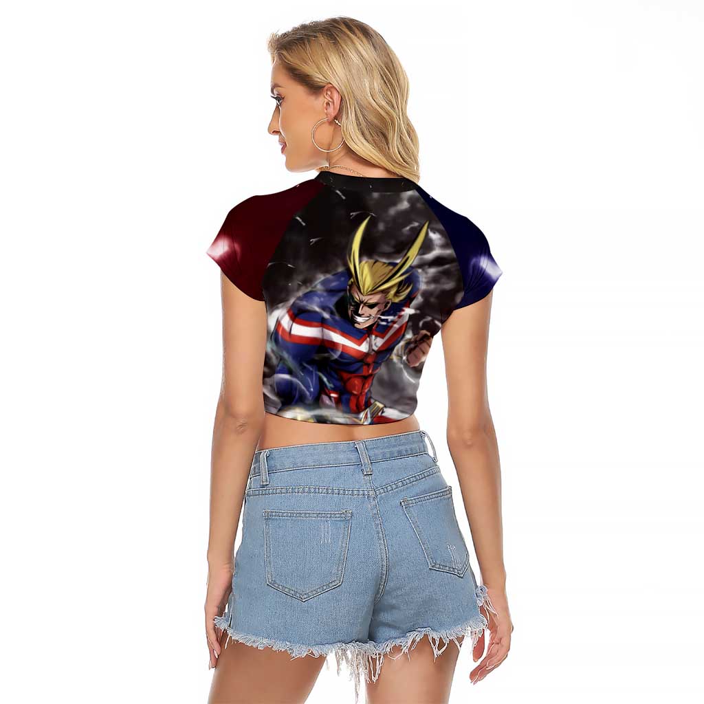 Trippy All Might My Hero Academia Raglan Cropped T Shirt Anime Mid Trippy Style
