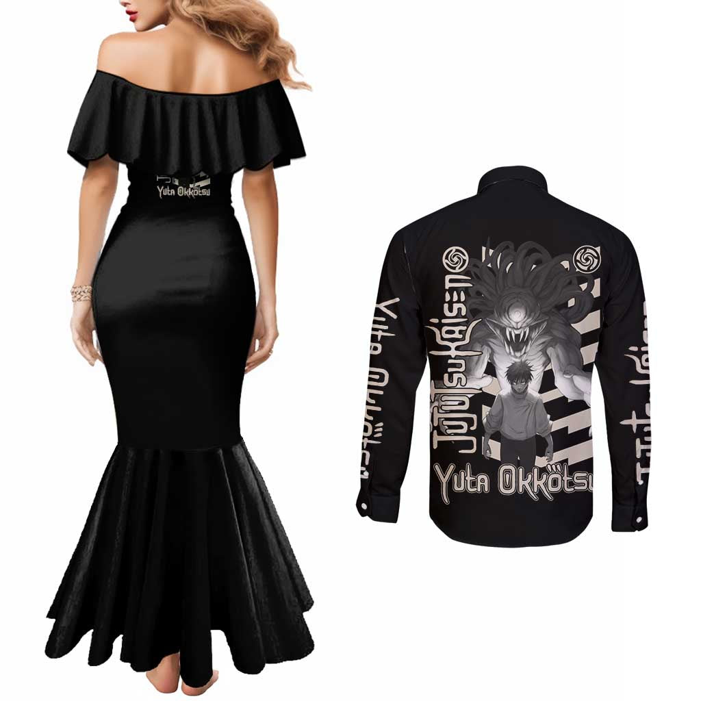 Yuta Okkotsu Jujutsu Kaisen Couples Matching Mermaid Dress and Long Sleeve Button Shirt Anime Style