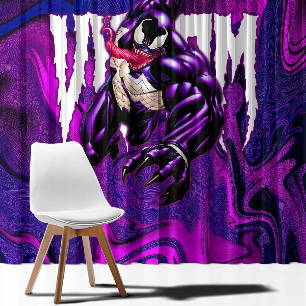 Trippy Venom Window Curtain Comic Mix Galaxy Trippy Style