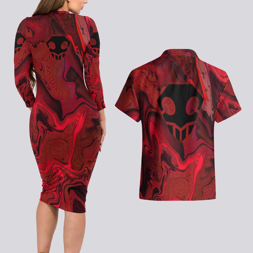 Ichigo True Shikai Bleach Couples Matching Long Sleeve Bodycon Dress and Hawaiian Shirt Anime Mix Trippy Style
